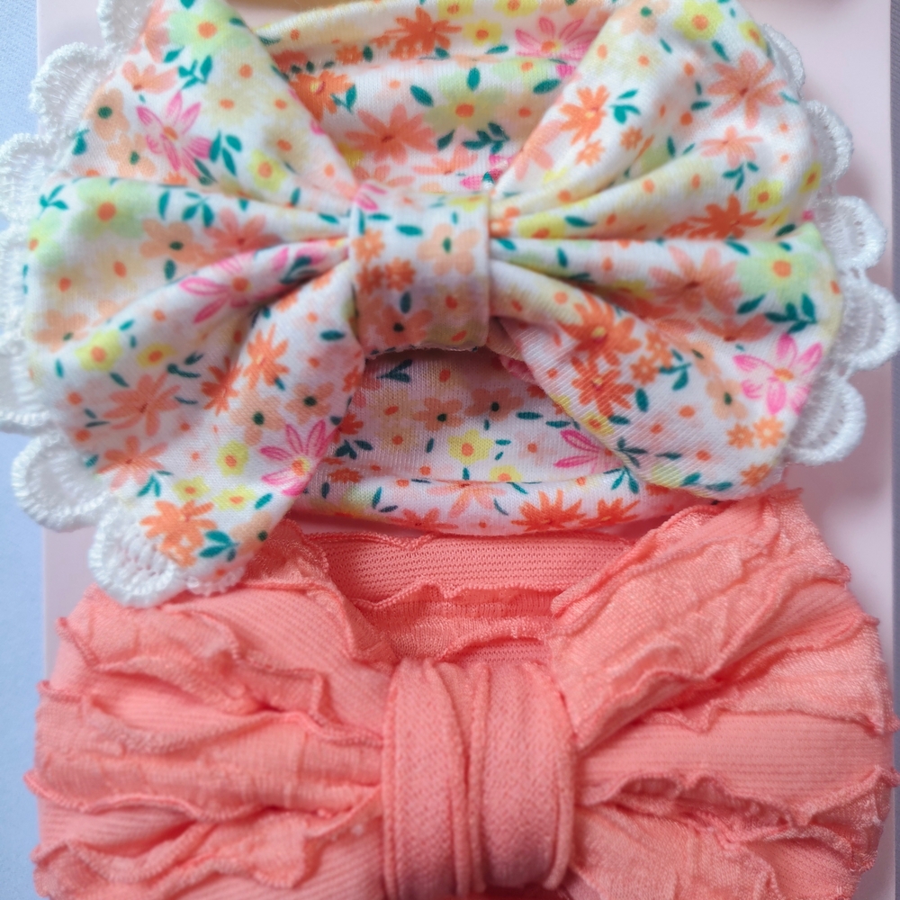 Bebe Infant Hair Bow Headband Set - Yellow, Floral, and Orange - Picture 4 of 4